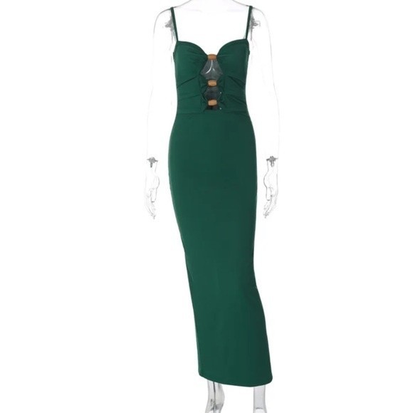 Green Cut-Out Midi Dress - Picture 2 of 5